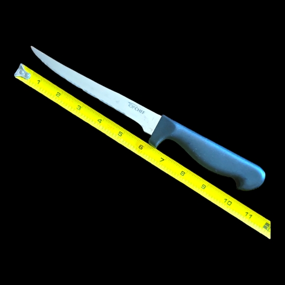 7 Top Chef Cutlery Kitchen Knives Black Handle Grip Stainless Steel Like NWOT - Picture 10 of 12